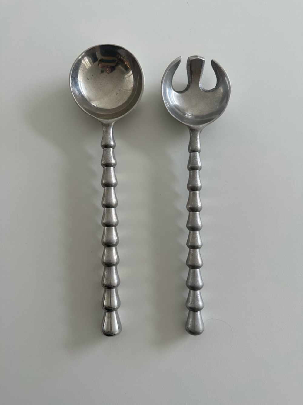 Vintage Aluminum Silver Salad Serving Set